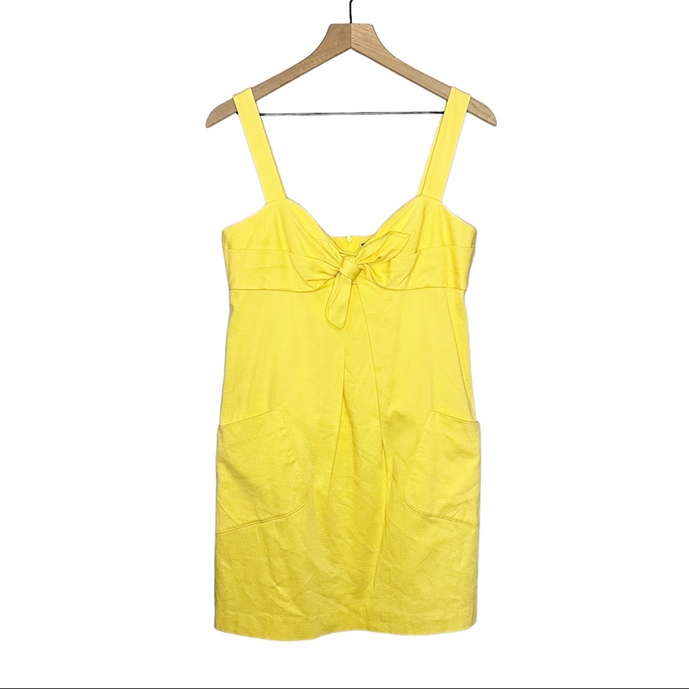 ABS Allen Schwartz Textured Tie Front Sleeveless Dress in Yellow 6